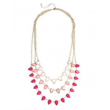 Zohara Ombre Pink Teardrop Tiered Necklace